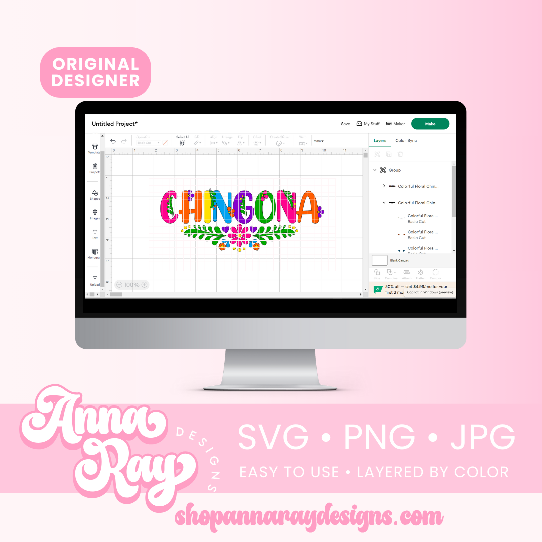Colorful Floral Chingona SVG PNG JPG