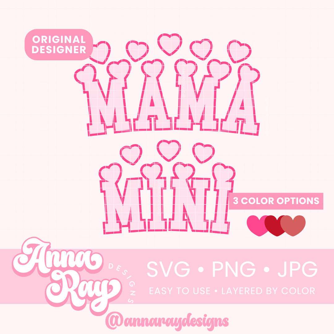 Mama and Mini Hearts SVG PNG JPG