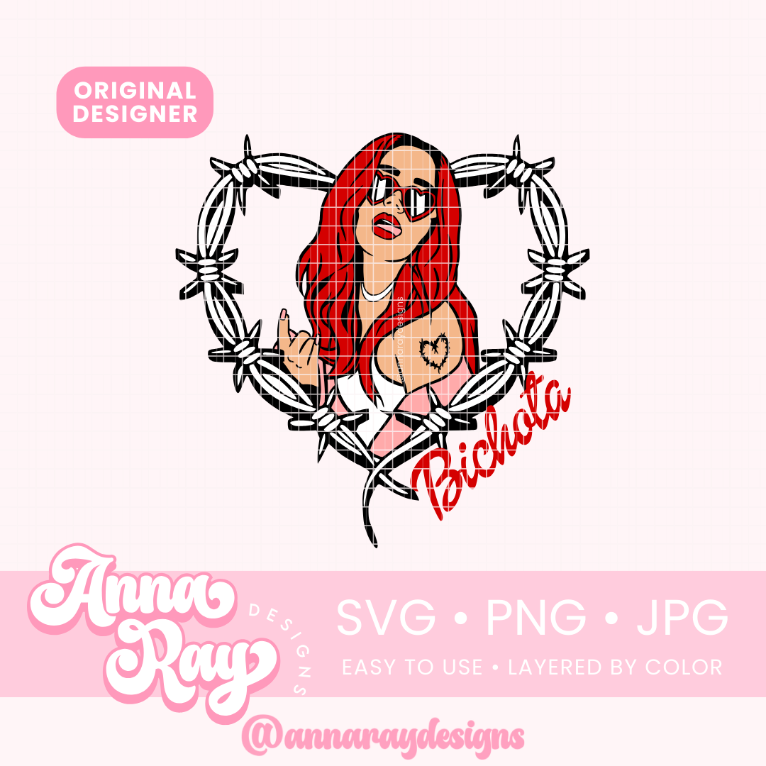 Red Hair Bichota In Heart SVG PNG JPG