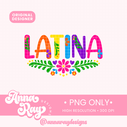 Colorful Floral Latina PNG