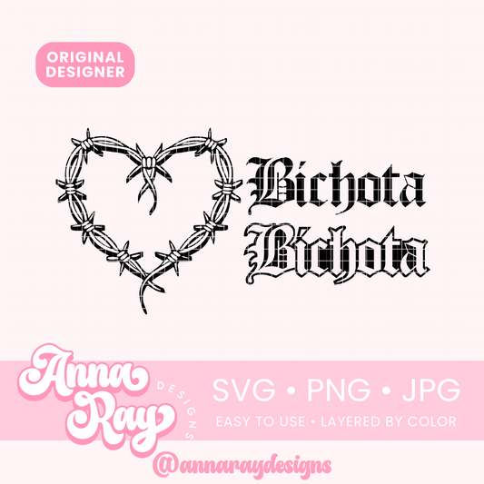 Bichota Barbwire Heart SVG PNG JPG