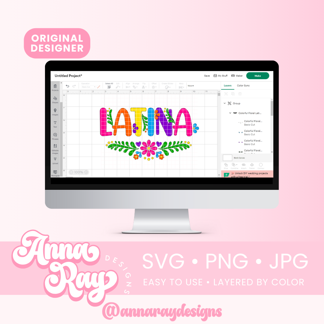 Colorful Floral Latina SVG PNG JPG