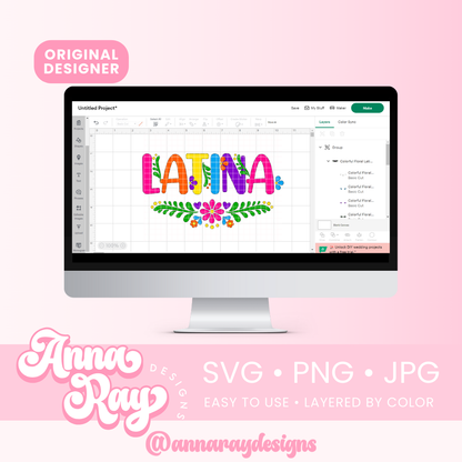 Colorful Floral Latina SVG PNG JPG