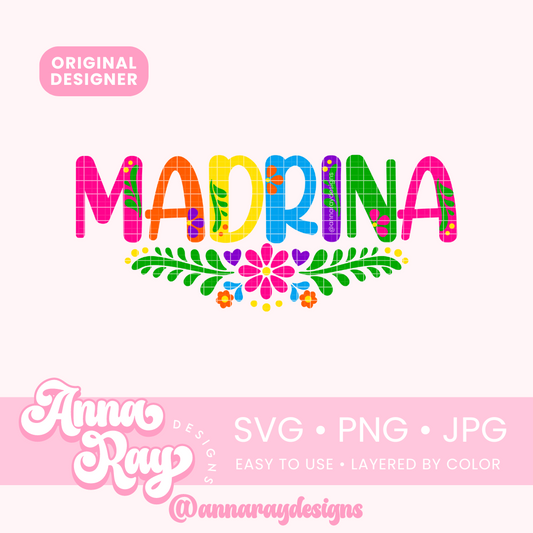 Colorful Floral Madrina SVG PNG JPG