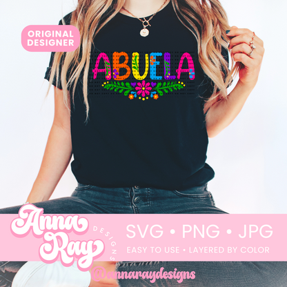 Colorful Floral Abuela SVG PNG JPG