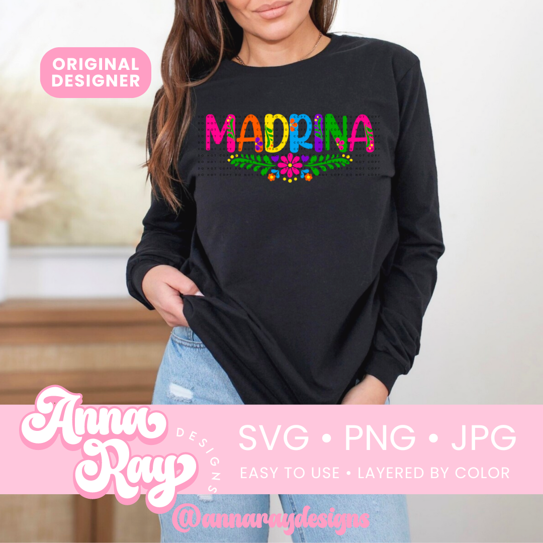 Colorful Floral Madrina SVG PNG JPG