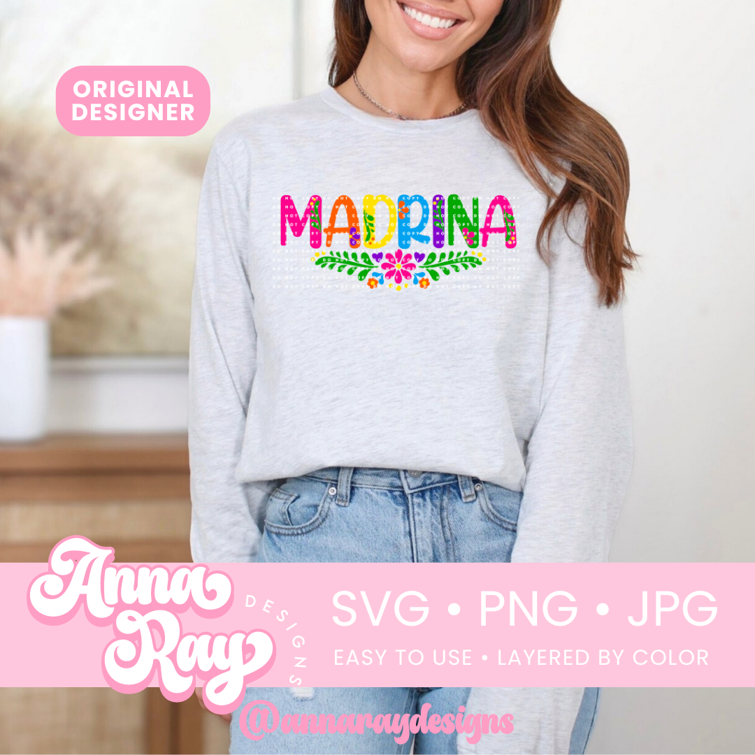 Colorful Floral Madrina SVG PNG JPG