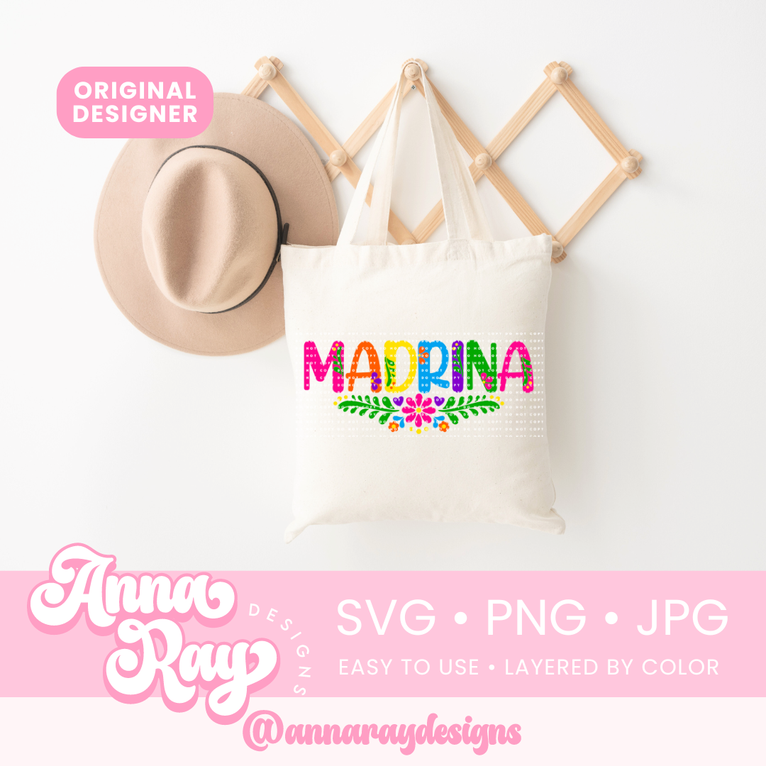 Colorful Floral Madrina SVG PNG JPG