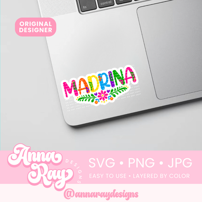 Colorful Floral Madrina SVG PNG JPG