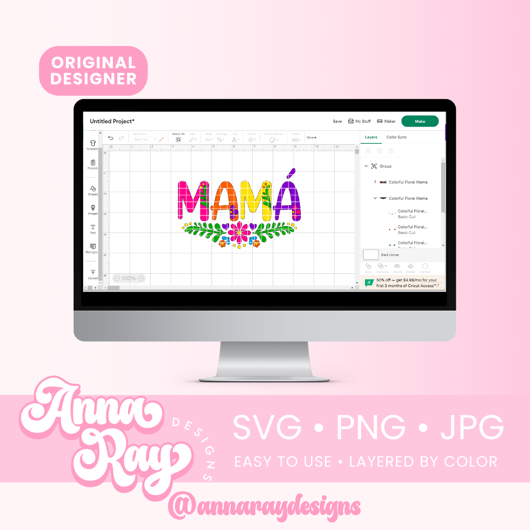 Colorful Floral Mama SVG PNG JPG