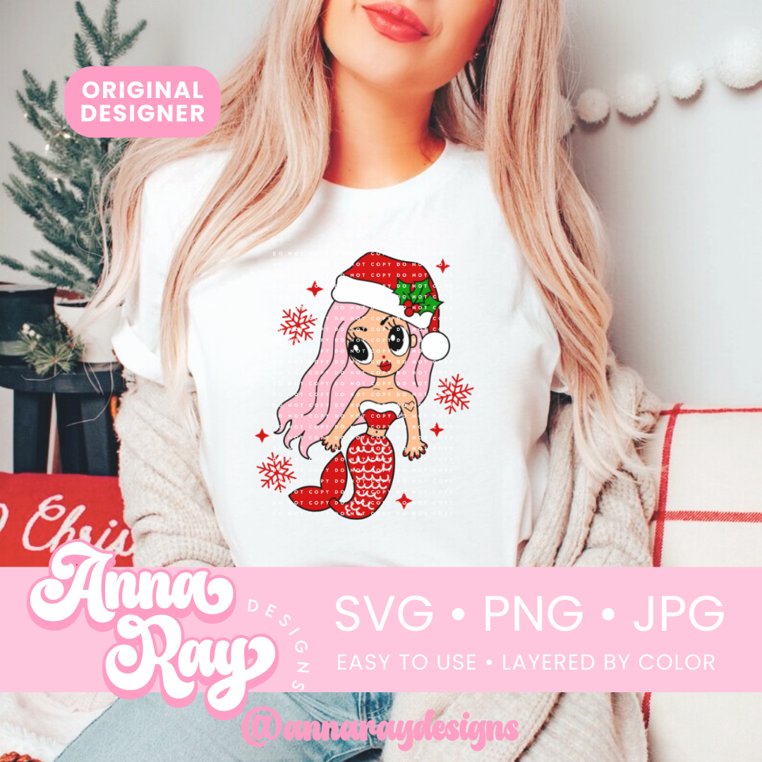 KG Christmas Mermaid SVG PNG JPG