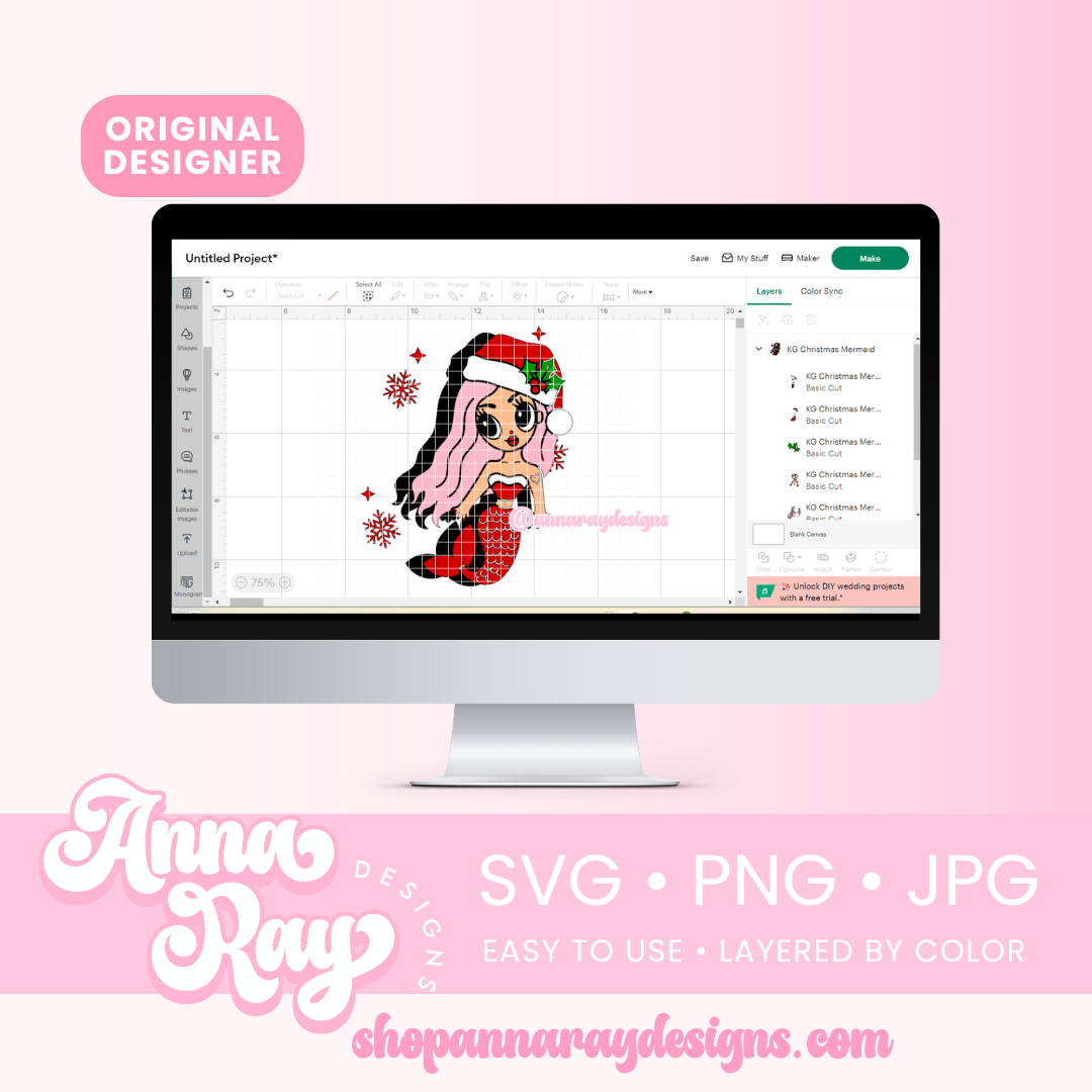 KG Christmas Mermaid SVG PNG JPG