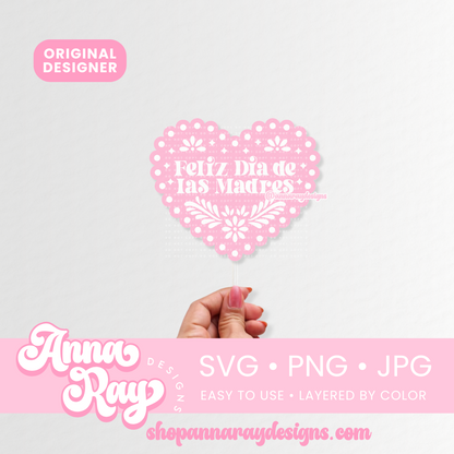 Dia De Las Madres Papel Picado Corazon SVG PNG JPG